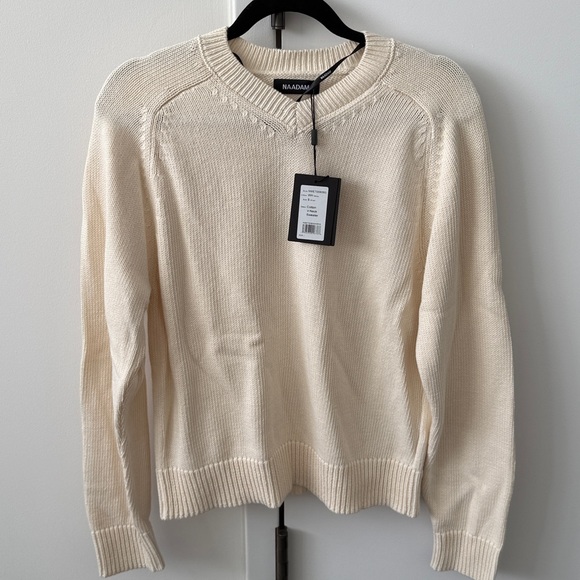 NWT! Naadam Cotton Relaxed V-Neck Sweater, size S! - Picture 1 of 5